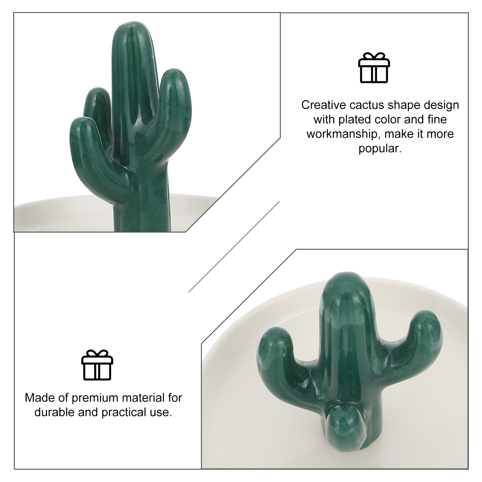 Home Bathroom Organizer - 1 stuks hoogwaardige keramische cactus-sieradenplaat, ring-,